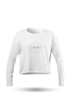 Womens Compass Print Long Sleeve Cotton Tee