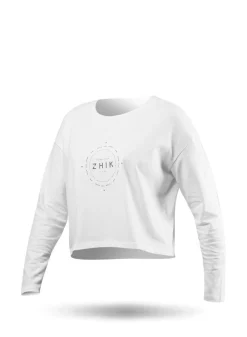 Womens Compass Print Long Sleeve Cotton Tee