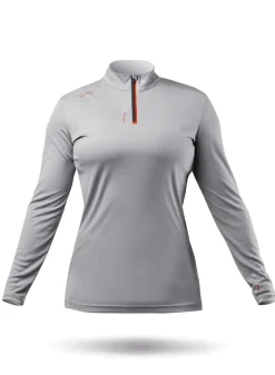 Womens Uvactive High Collar 1/4 Zip Top - Grey